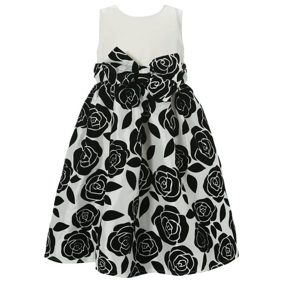 Richie House Baby Girls Black White Flower Print Bottom Dress 6M