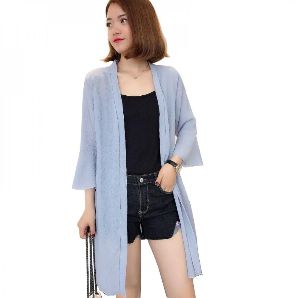 Cardigan Sweaters for Women Chiffon Sun Protection Cardigan Blouses Shirt Overall Tops Outerwear 