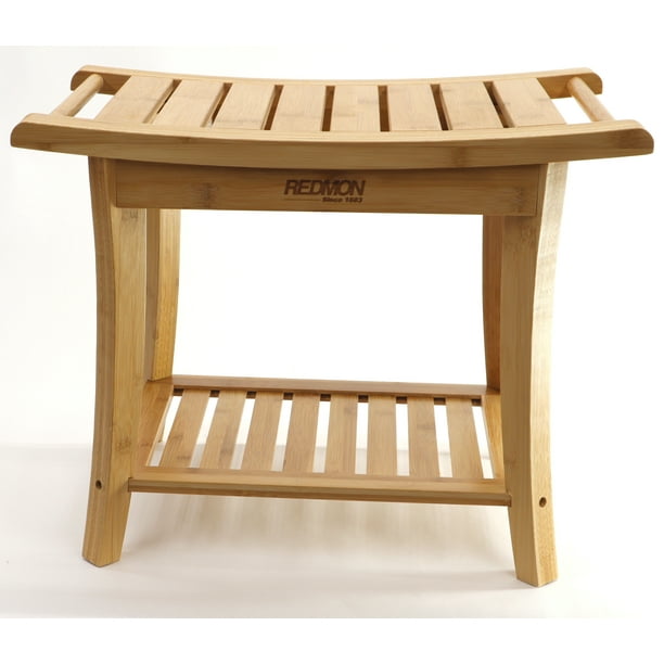 Redmon Bamboo Shower Bench W Side Handles Walmart Com Walmart Com