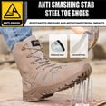 thumbnail image 4 of AMOX Steel Toe Boots for Men Comfortable Lightweight Work Boots for Men Slip Resistant High Top Steel Toe Safety Shoes Puncture Resistant Midsole for Construction Warehouse Work，Desert Yellow, 4 of 7
