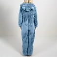 thumbnail image 4 of Besolor Fleece Pajamas for Women Plush Warm Cute Color Block Zip-Up One Piece Hooded Romper Jumpsuit Pjs Sleepwear, 4 of 9