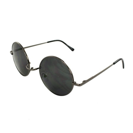 MLC Eyewear 7133-BKSM Retro Round Sunglasses Black Frame and Black Lenses for Women and Men