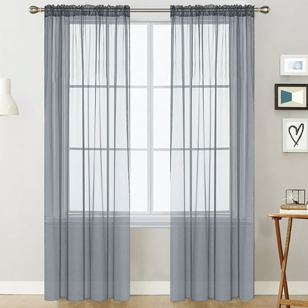 Sheer Curtains Living Room Rod Pocket Window Curtain Panels Bedroom