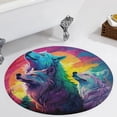 thumbnail image 4 of Wolves in The Moonlight Floral Medallion Round Rug - Small Round Area Rug, Soft Non-Slip Machine Washable Bedroom Mat Indoor Accent Entry Carpet for Office Desk Dorm Hallway, 4 of 7