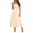 thumbnail image 5 of ClodeEU Women's Square Neck Spaghetti Strap Midi Dress,Casual A Line Flowy Dress with Pockets Beige,Women's Plus L, 5 of 5