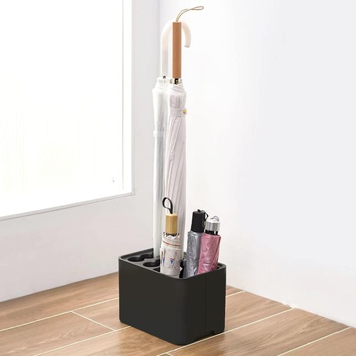 ShadeMart White Umbrella Stand, Plastic Drying Rack & Storage Holder with Drip Catcher, Space-Saving for Home Office Hotel