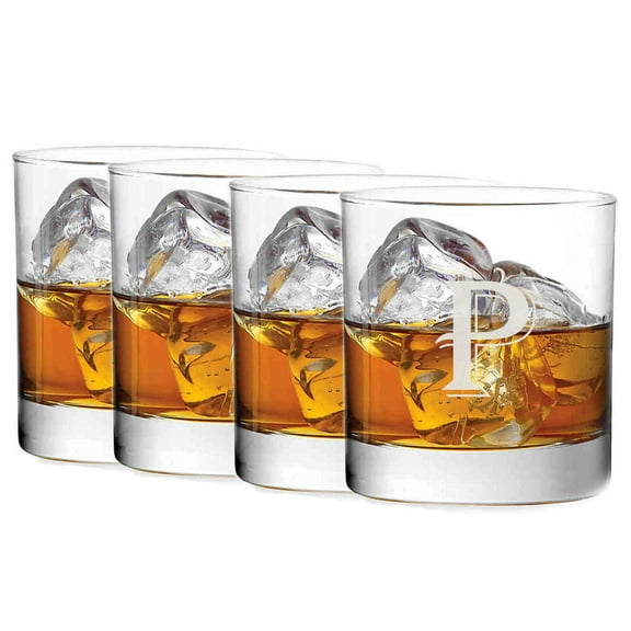 GIFTS INFINITY Personalized Customized Set of 4 Double 11oz Old Fashioned Glasses Laser Engraved (D)
