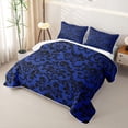 thumbnail image 3 of Homewish Boho Damask Skull Quilt Full for Boys Girls, Royal Blue Gothic Halloween Full Bedspread Sets, 3pcs, 3 of 7