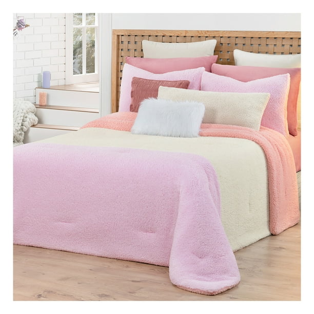 Edredón Matrimonial + Fundas de Almohada | Cobertor Invernal Luxus Esquimal, Amaranto