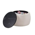 thumbnail image 5 of Kevinplus Round Storage Ottoman with Wooden Lid,Circle Ottoman Handmade Ottoman Coffee Table,End Table & Footstool for Living Room Beige, 5 of 11