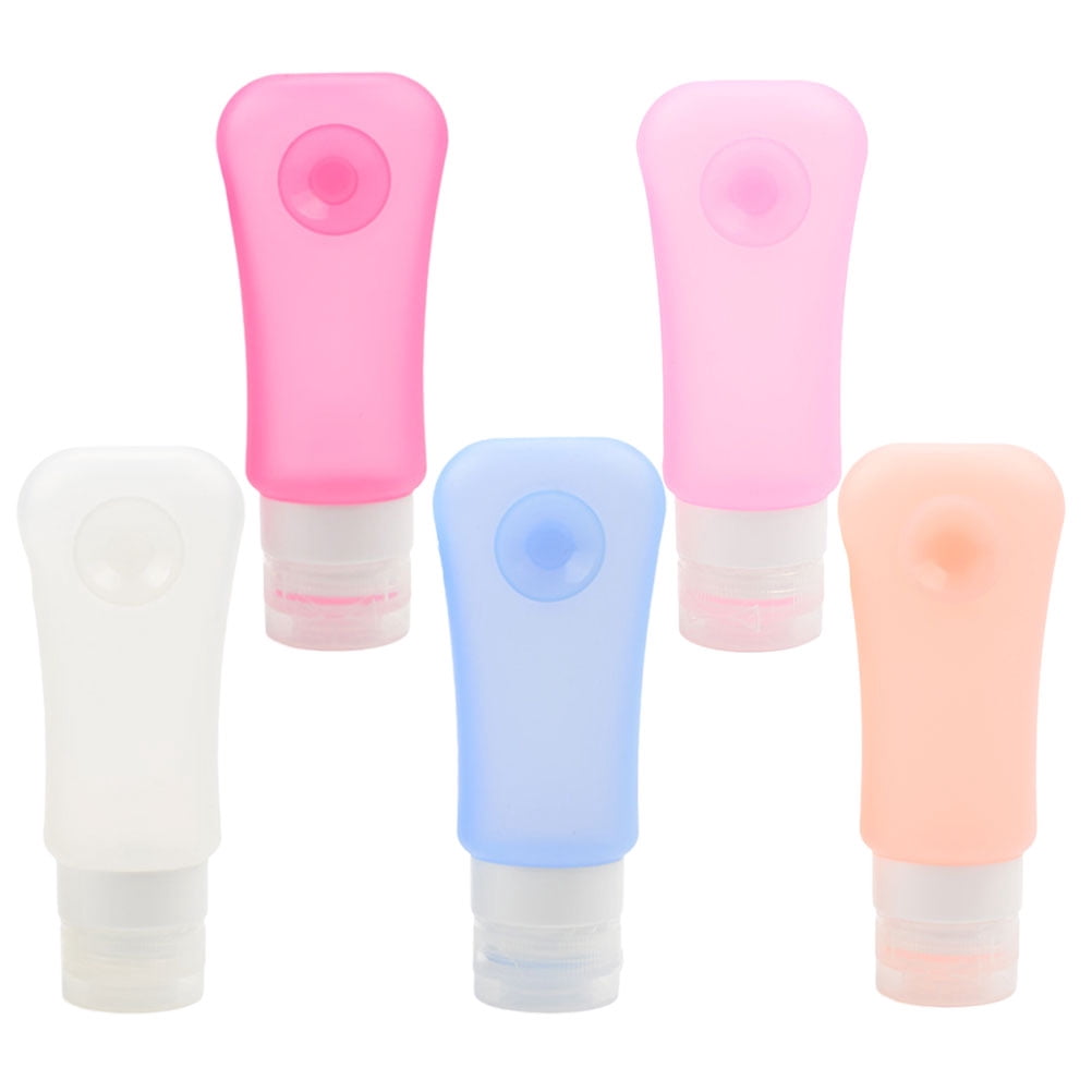 ROMANSENTIAL 5Pcs Travel Toiletry Containers made of Silicone for Moisturizer Dispenser with Leakproof Features