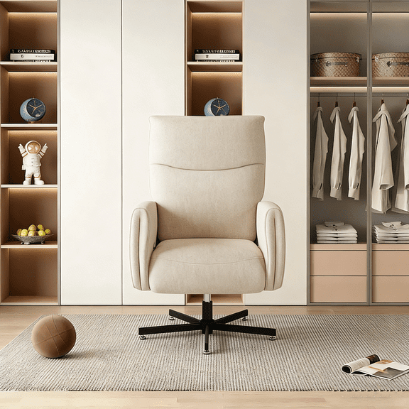 Power Swivel Recliner Chair with USB & Type-C Charging - Electric Reclining 360° Swivel Velvet Upholstered Accent Chair for Home Office & Living Room, Easy Assembly, Beige