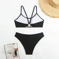 thumbnail image 4 of Swimming Suits for Women Summer Beach Solid Color Backless Bikini Split Set Black Women Bathing Suits L, 4 of 7