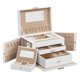 thumbnail image 1 of Caja Joyero de 3 Niveles, con 2 Cajones, con Mini Caja Portátil para Viajar, con Asa, Cerradura, Regalo Ideal, Blanco MJBC121W, 1 of 8