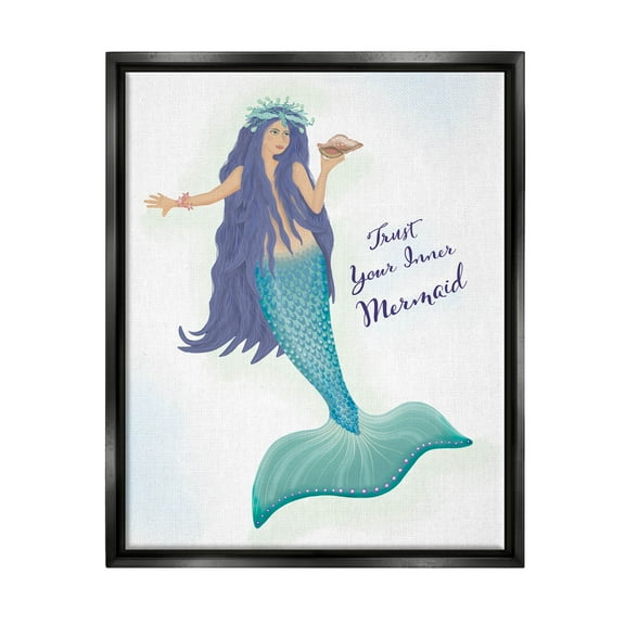 Trust Your Inner Mermaid Phrase Fairy Tales & Fantasy Graphic Art Jet Black Framed Art Print Wall Art