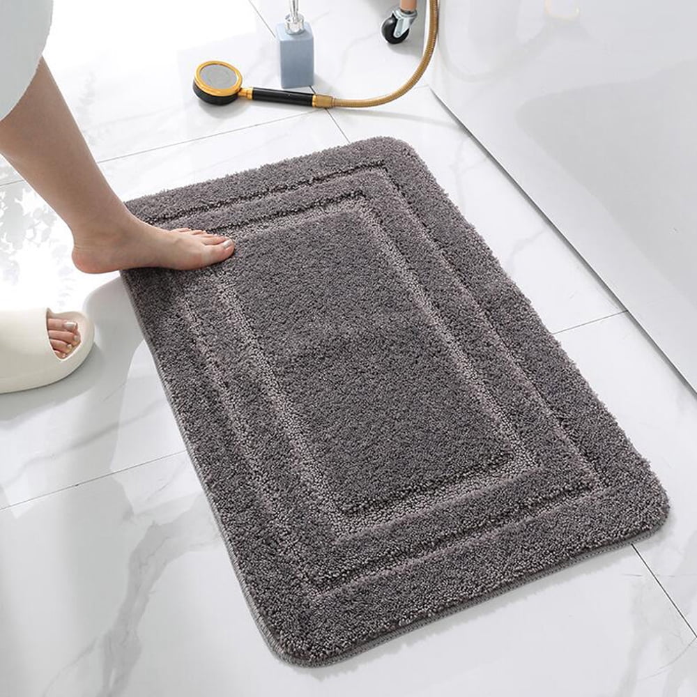 Soft Bathroom Rugs Absorbent Non-Slip 20" x 32" Dark Gray Fluffy Microfiber Bath Mats Machine Washable