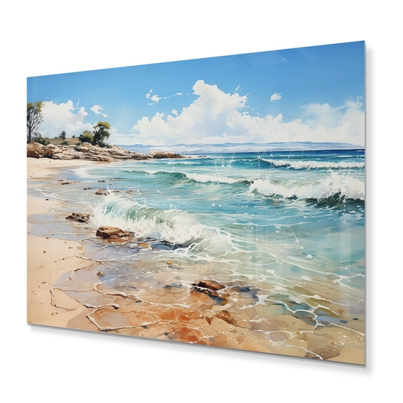 Designart "Coastalbeachsand Sandy Serenity Painting II" Landscapes Metal Wall Decor