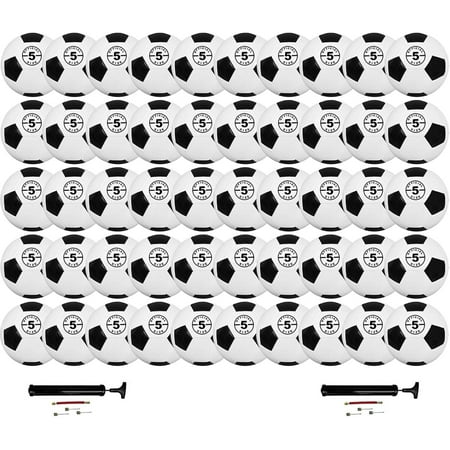 Biggz (50 Pack) Premium Classic Soccer Balls Size 5 with Ball Hand Pump