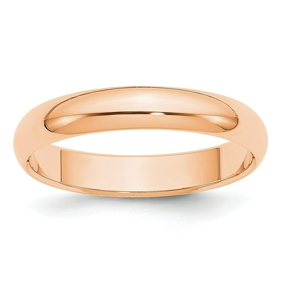 Diamond2Deal 10k Rose Gold 4mm Half Round Wedding Band Ring for Women Size 6