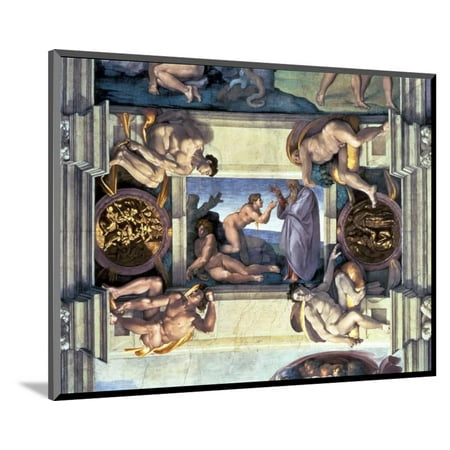 Sistine Chapel Ceiling Creation Of Eve With Four Ignudi 1510 Wood Mounted Print Wall Art By Michelangelo Buonarroti