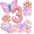 thumbnail image 1 of Set de Globos para Fiesta Xyawr Mariposa Rosa 3er Cumpleaños, 1 of 7