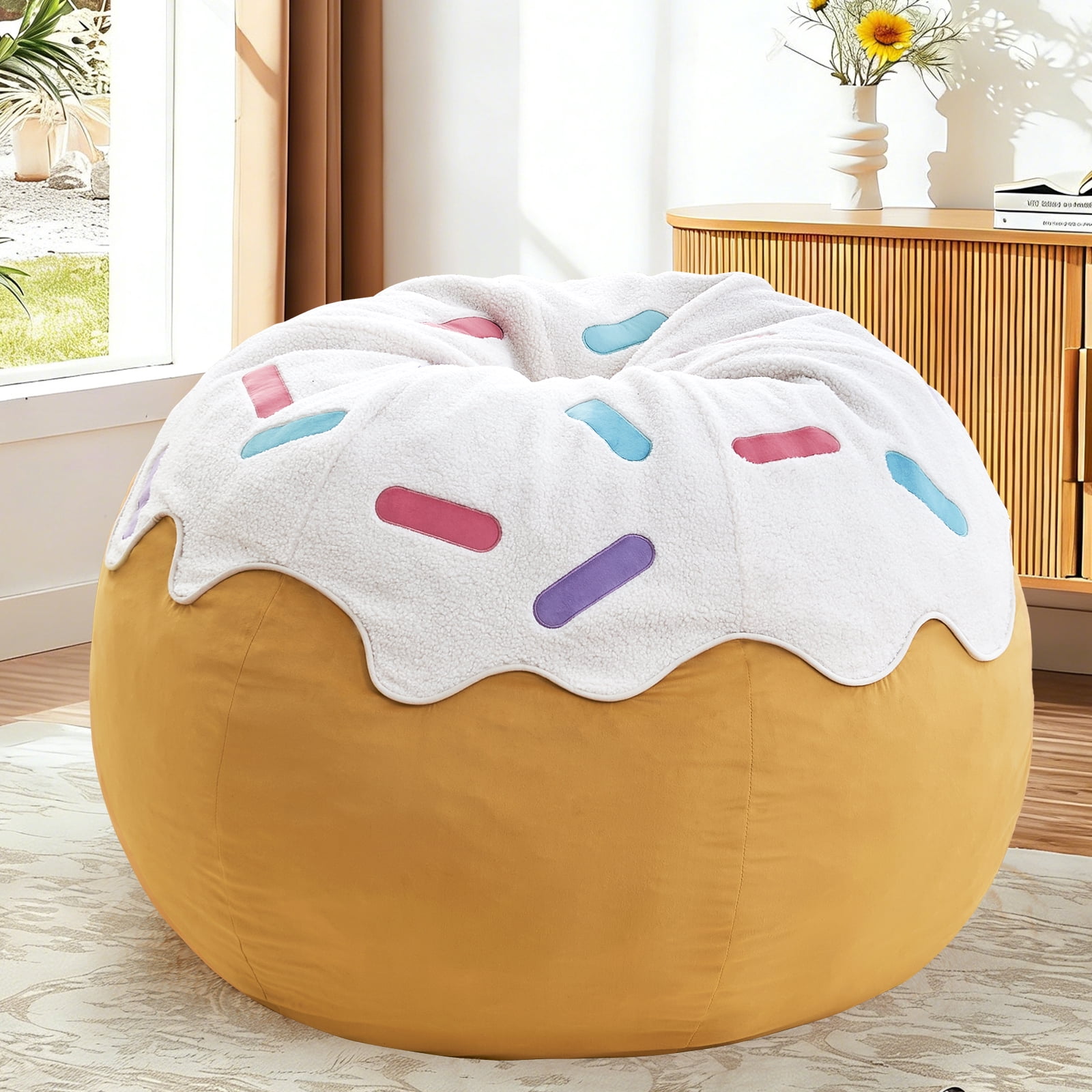 XIECUVA Bean Bag Chair for Adults, High-Rebound Memory Foam Beanbag Chairs with Removable Cover for Living Room Bedroom, 32 Inches