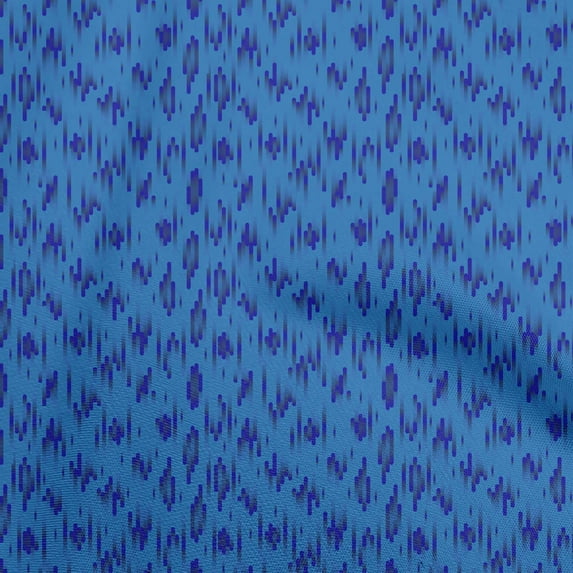 oneOone Polyester Spandex Medium Blue Fabric Brush Stroke Sewing Material Print Fabric By The Yard 56 Inch Wide