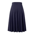 thumbnail image 5 of vigerkar Womens Basic Solid Midi Skirts Casual Knee Length A-Line Skirt Lightweight Flare Pull On Closure Skirt Plus Size Navy, S, 5 of 5