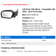 thumbnail image 2 of Left Driver Side Mirror - Compatible with 2006 - 2010 Ford Fusion 2007 2008 2009, 2 of 2