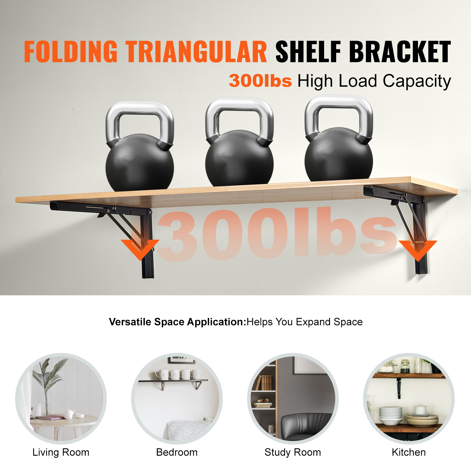 KFFKFF 24in Folding Shelf Brackets, Heavy-Duty Iron photo 2