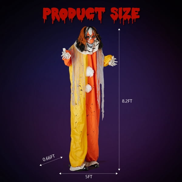 8.2FT Halloween Standing Decoration, Sensor-Activated , Weather-Resistant Synthetic Fiber & Iron for Yard/Garden