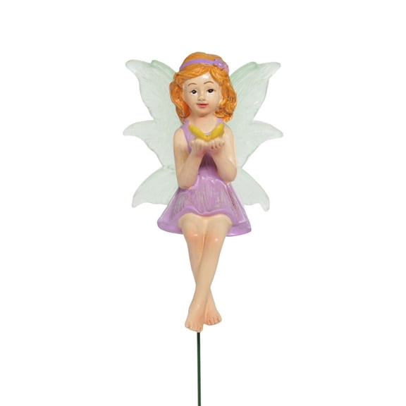 Resin Flower Fairy Figurine Holding Bouquet Hand Painted Garden Statue For Outdoor Patio Miniature Zen Backyard Floral Decoration Plug