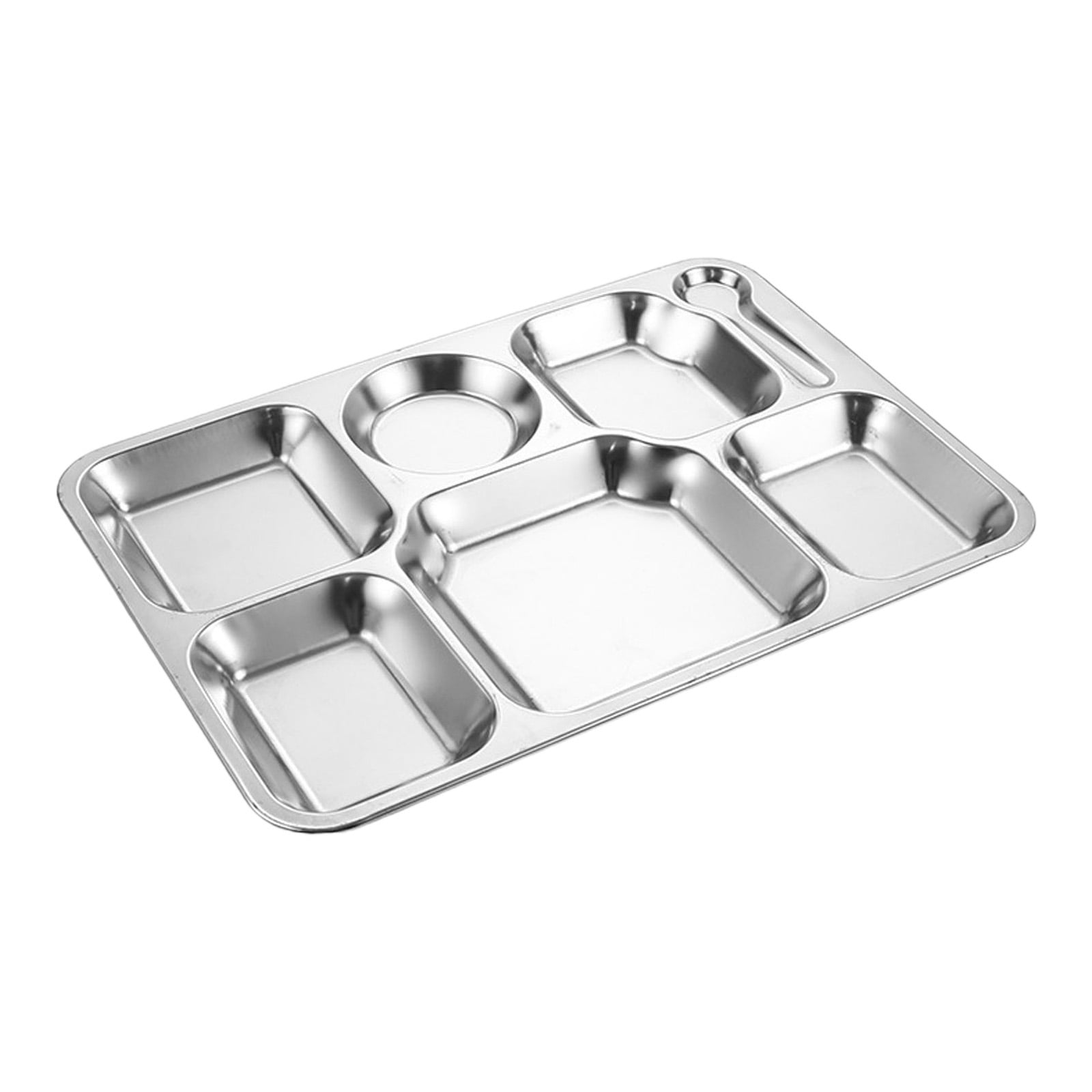 Stainless Steel Divided Plates Mess Food Sectioned Tray with