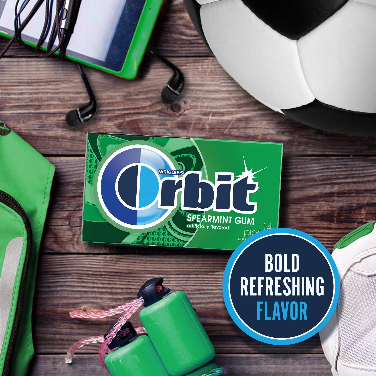 ORBIT Spearmint Sugar Chewing Gum, 12 Packs of 14-Pieces (168 Total Pieces)
