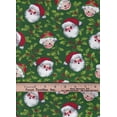 thumbnail image 4 of 44 x 36 Christmas Mr and Mrs Santa Claus Heads on Green Fabric Traditions 100% Cotton, 4 of 5
