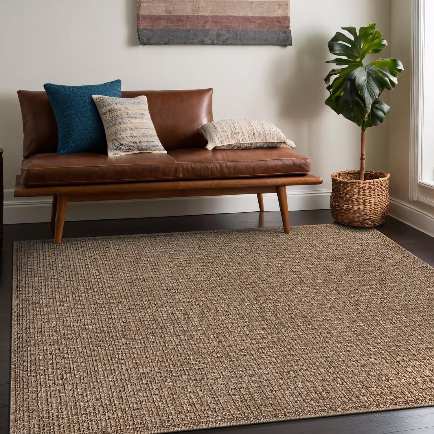 Beverly Rug Easy Jute Outdoor Indoor Non Shedding Easy-Cleaning Rug Natural 9x12