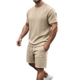 thumbnail image 6 of Gytharion 2 Piece Classic Summer Outfits for Men Round Neck Short Sleeve T-shirt with Elastic Waist Shorts Sets Soild Color Casual Sets, 6 of 8