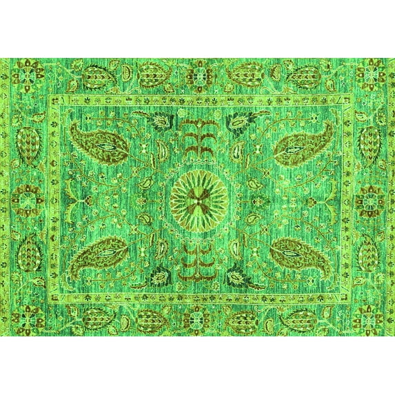 Ahgly Company Indoor Rectangle Oriental Green Traditional Area Rugs, 5' x 8'