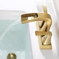 thumbnail image 3 of PARLOS 2 Handles Waterfall Bathroom Faucet with Pop-up Drain and Faucet Supply Lines, Brushed Gold, 3 of 9