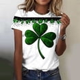 thumbnail image 3 of Uootdi T-Shirts à Manches Courtes pour Femmes Col Rond Imprimé Trèfle Usé Hauts Doux Tenue de Fête Cadeau, 3 of 7