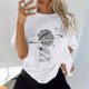 thumbnail image 2 of Top de manga corta suelto con estampado de calavera Retro desgastado y hombros caídos para mujer Pompotops hfajkhk125804, 2 of 6
