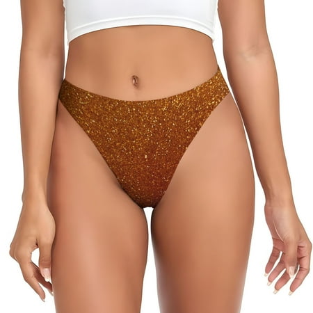 Rateoe Orange Glitter Pattern Seamless Women Underwear Thongs No Show Ladies Thong No Line Breathable Comfortable Panties Undies for Women-XX-Large