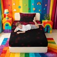 thumbnail image 4 of meiyoeat Red Pixel Plaid Twin Sheets For Boys,Abstract Geometric Print Bedding,3pcs,1 Fitted Sheet and 1 Pillowcase, 4 of 6