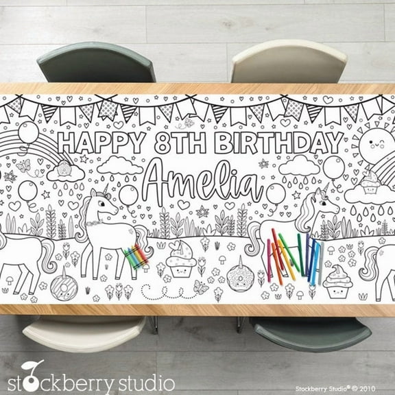 Unicorn Coloring Tablecloth Birthday Decoration Party Games