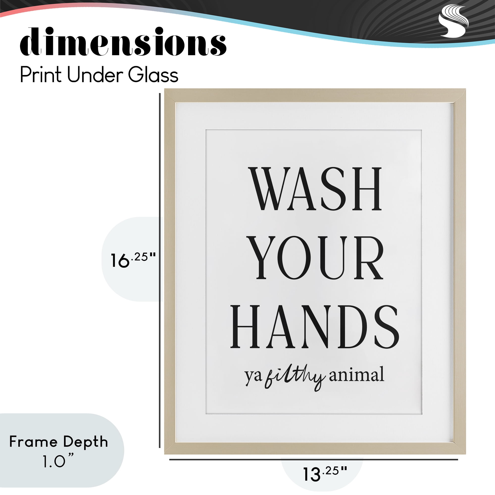 Stupell Industries Wash Your Hands Funny Reminder Birch Framed Print Under Glass, design by Lettered and Lined
