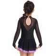 thumbnail image 3 of TiaoBug Girls Stylish Mesh Splice Rhinestone Figure Ice Skating Dress Long Sleeves Ballet Dance Tutu Dress Purple 14, 3 of 6