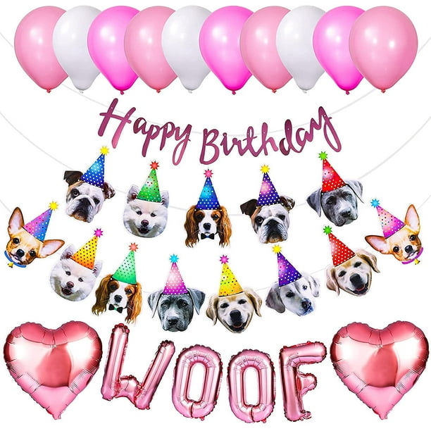 Iguohao Dog Birthday Bandana Dog Birthday Party Supplies Hat Scarf Flag Balloons Happy Birthday Banner Puppy Girl Dog First Birthday Party Decorations