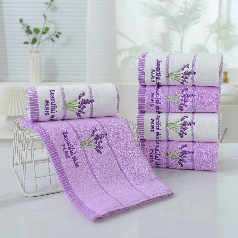 HALLEY Decorative Hand Towels Set, 4 Pack - Turkish Towel Set with Floral  Pattern, Highly Absorbent & Fade Resistant Fabric, 100% Cotton - Purple 