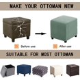 thumbnail image 4 of Ottoman Cover Square Folding Storage Ottoman Slipcovers Jacquard Stretch Cube Footrest Foot Stool Covers Protector with Elastic Band (Medium,Light Green), 4 of 7