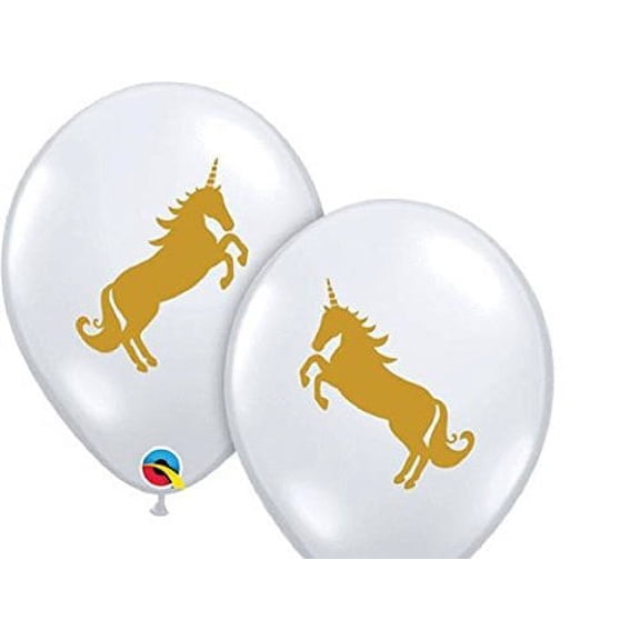 10 UNICORN latex BALLOONS new CLEAR with GOLD print PARTY favors DECOR magical FANTASY